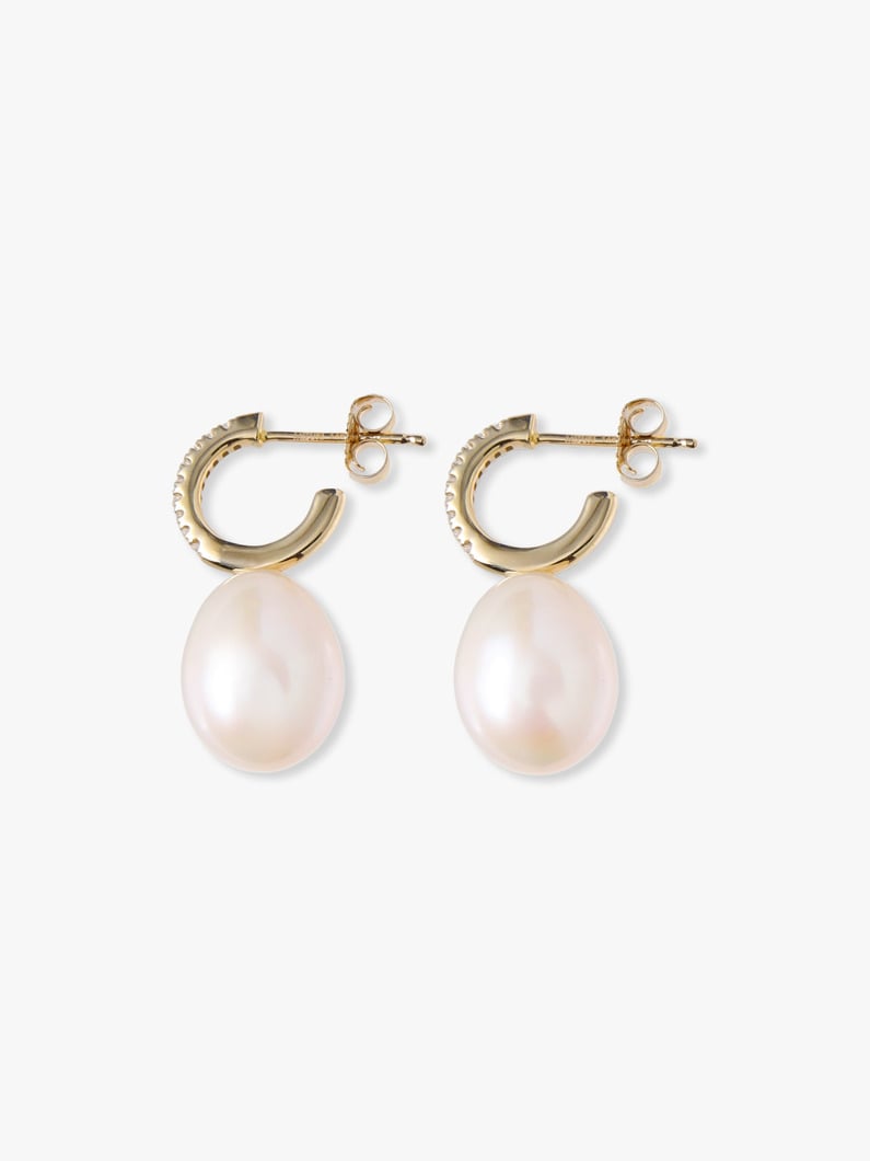 パール＆ダイヤモンド ハーフフープピアス 詳細画像 yellow gold 2