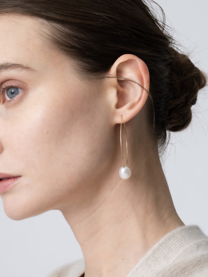 マーキス パール フープピアス（ラージ） 詳細画像 yellow gold 2