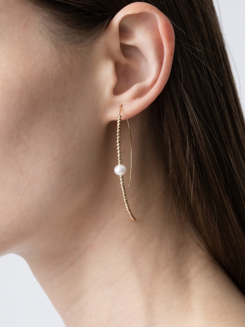 カットビーズ オープンマーキス パール フープピアス 詳細画像 yellow gold 2