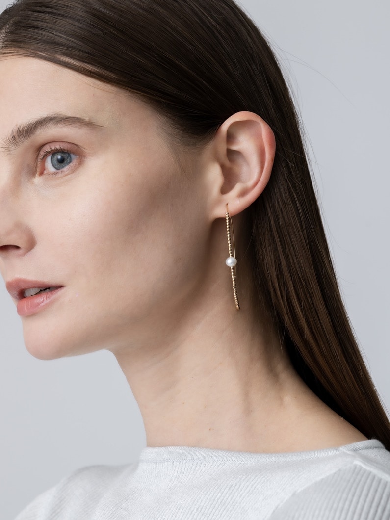 カットビーズ オープンマーキス パール フープピアス 詳細画像 yellow gold 3