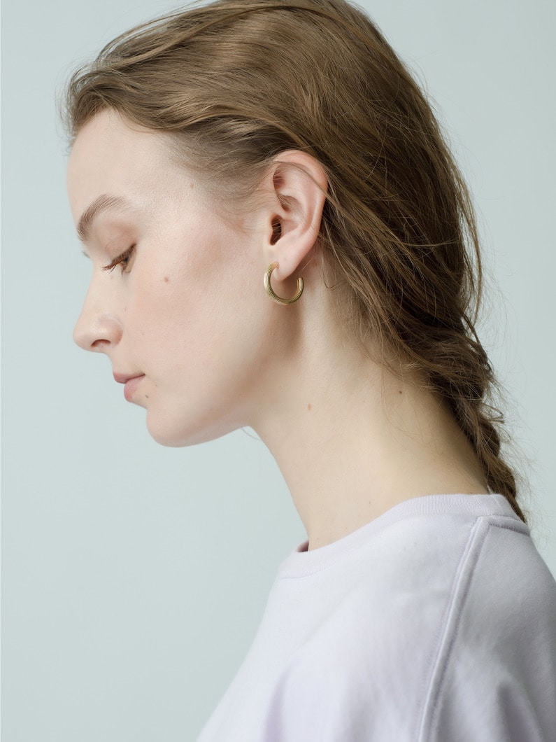 Basic Hoops Pierced Earrings 詳細画像 yellow gold 2