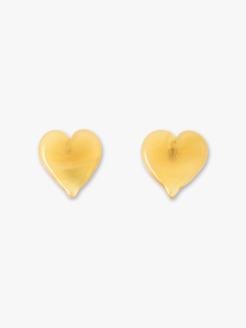 Heart Glass Pierced Earrings 詳細画像 yellow