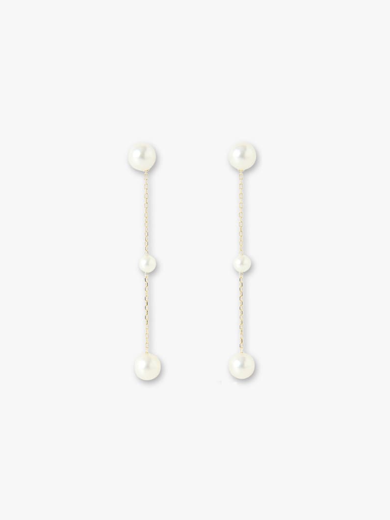 スリー アコヤパール ドロップピアス 詳細画像 yellow gold 4