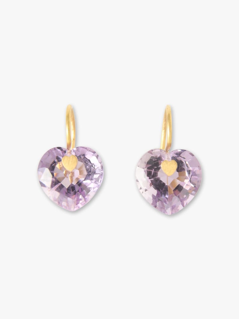 Small Heart Brilliant Pierced Earrings (amethyst) 詳細画像 gold 1