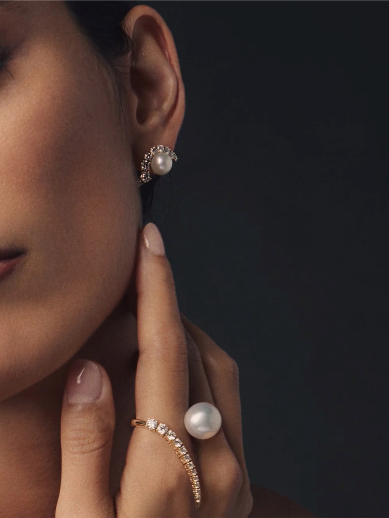 アコヤパール カーブ ダイヤモンド ピアス 詳細画像 yellow gold 2