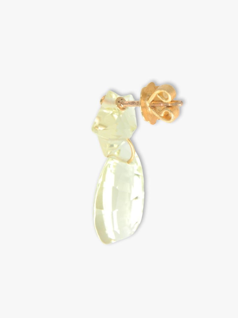 Star＆Moon Pierced Earrings (lemon quartz) 詳細画像 gold 2