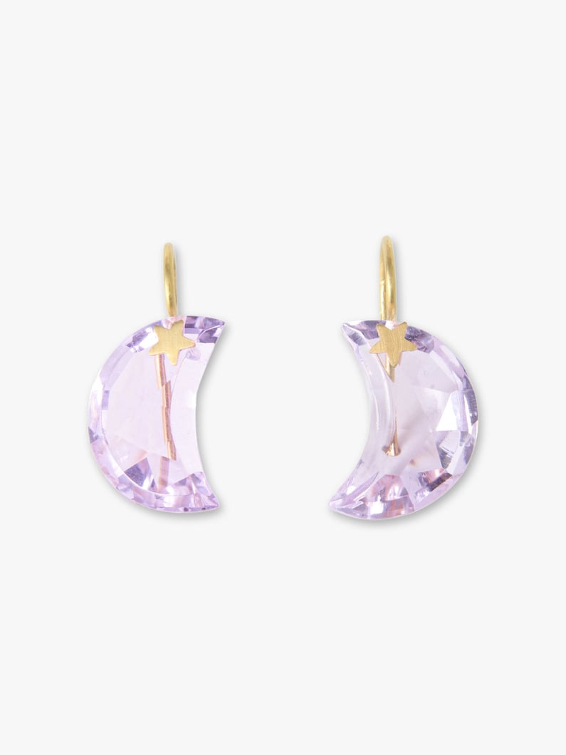 Moon Pierced Earrings (amethyst) 詳細画像 gold 1