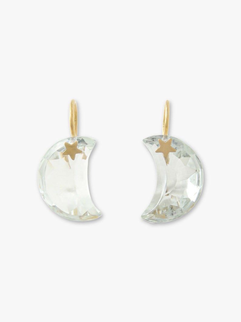 Moon Pierced Earrings (green quartz) 詳細画像 gold 1