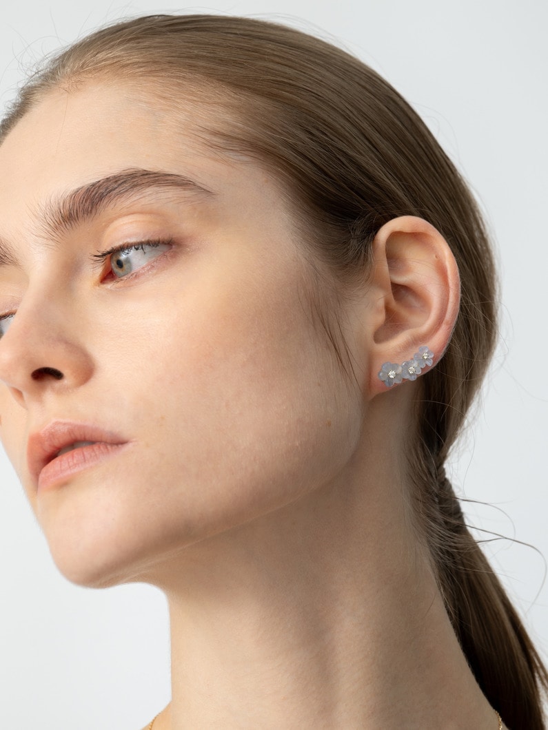 アイランドフラワー シングル イヤークライマー（カルセドニー/ダイヤモンド） 詳細画像 yellow gold 4