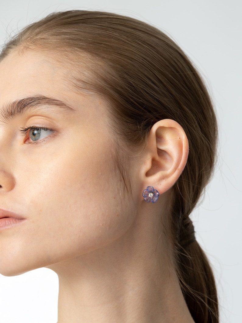 アイランドフラワー スタッドピアス（タンザナイト/ダイヤモンド