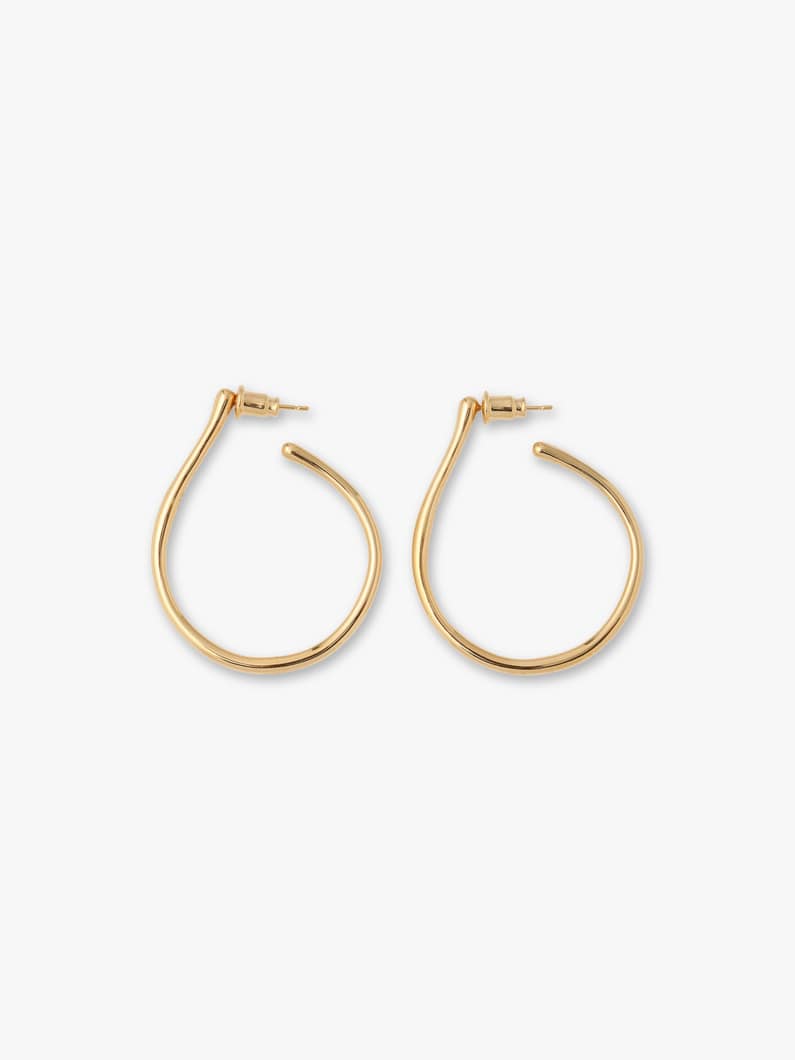 Tiny Curvy Hoops Pierced Earrings (gold) 詳細画像 gold 1