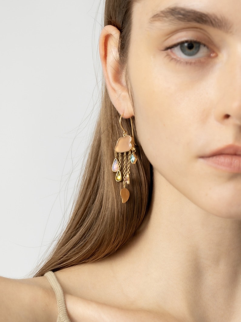 クラウド＆レイン チェーン ドロップピアス（ライトピンク