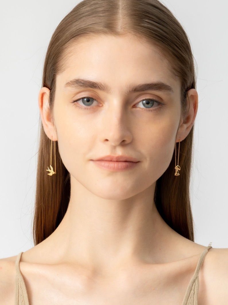 バード＆マッシュルーム チェーンピアス 詳細画像 gold 2