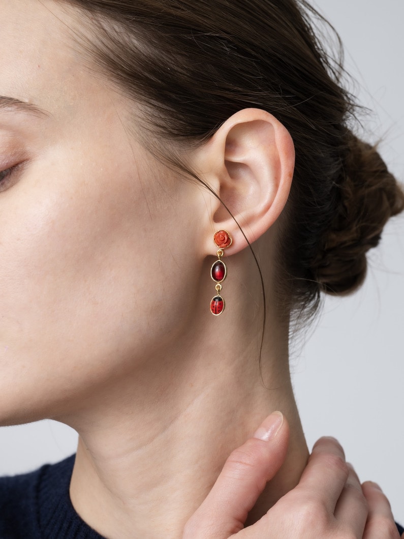 スリーチャーム ドロップピアス（レッド） 詳細画像 red 3