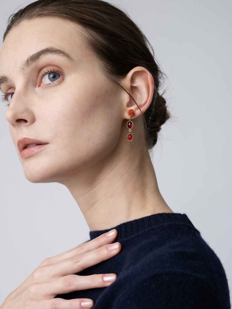 スリーチャーム ドロップピアス（レッド） 詳細画像 red 4