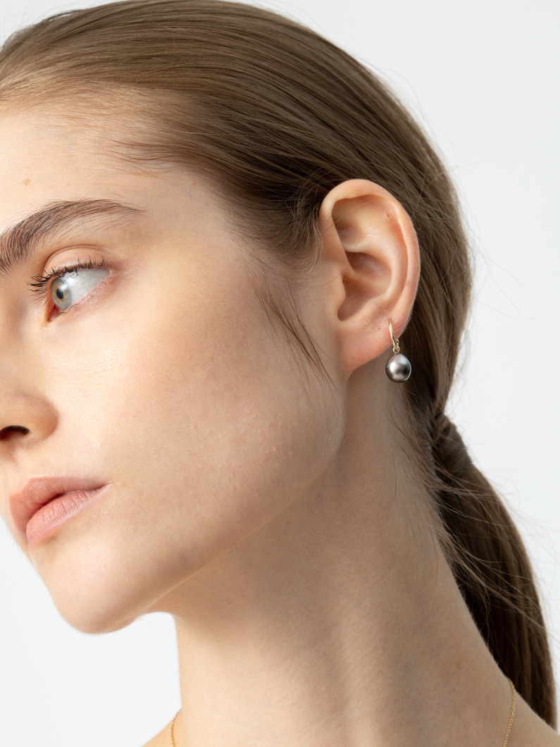 タヒチアンパール フープ シングル ピアス 詳細画像 yellow gold 2