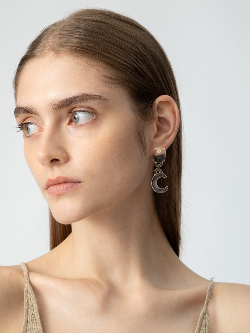 スター＆ムーン ドロップ ピアス 詳細画像 clear 3