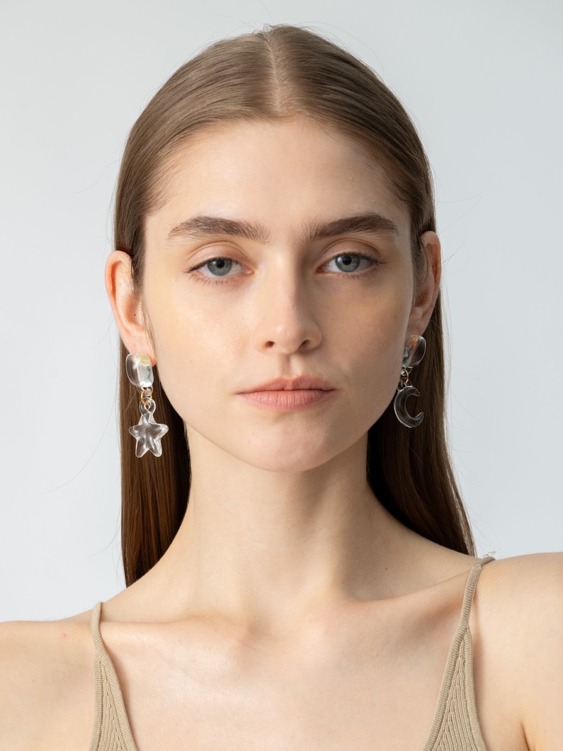 スター＆ムーン ドロップ ピアス 詳細画像 clear 4