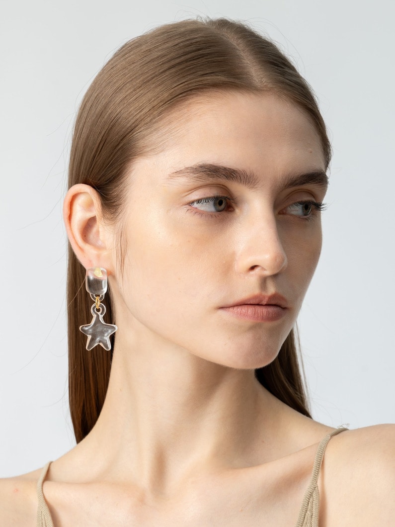 スター＆ムーン ドロップ ピアス 詳細画像 clear 5