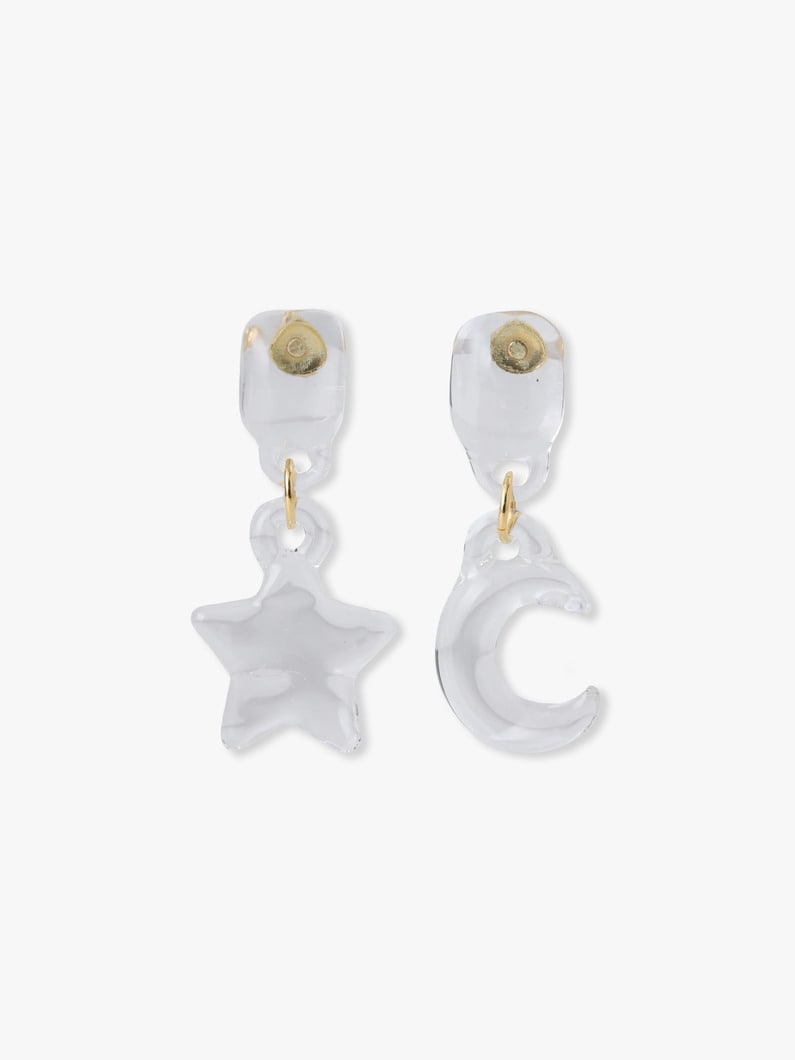 スター＆ムーン ドロップ ピアス 詳細画像 clear 1
