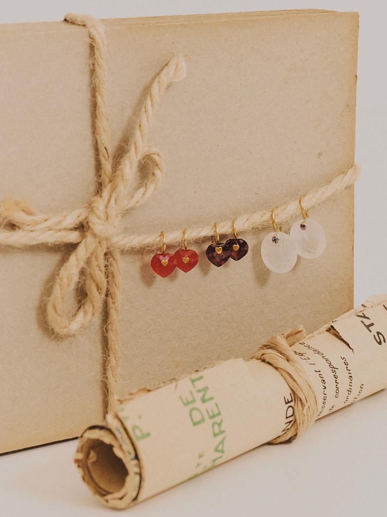 スモールハート ブリリアント ピアス（カーネリアン） 詳細画像 gold 3