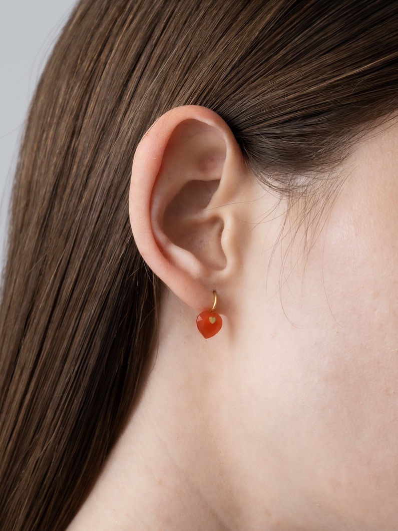 スモールハート ブリリアント ピアス（カーネリアン） 詳細画像 gold 2