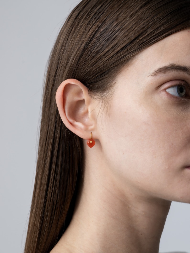 スモールハート ブリリアント ピアス（カーネリアン） 詳細画像 gold 3