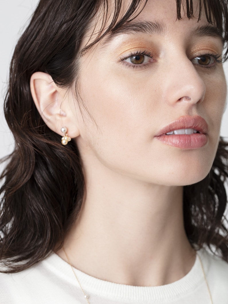 グレー＆ゴールド アコヤパール ピアス 詳細画像 yellow gold 3