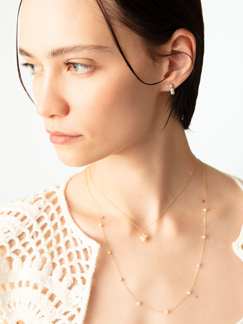 グレー＆ゴールド スリー アコヤパール ピアス 詳細画像 yellow gold 3