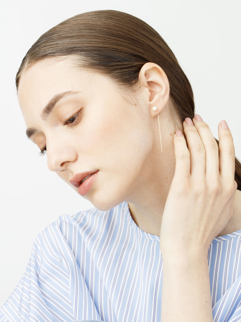 ペールゴールド アコヤパール バー ピアス 詳細画像 yellow gold 3