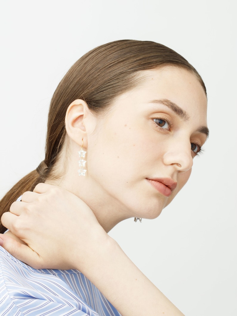 スターズ ピアス（グリーンクォーツ） 詳細画像 gold 3