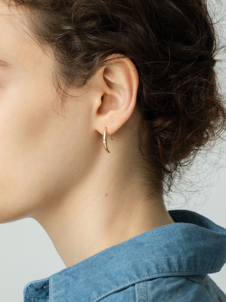 リーフ ダイヤモンド ピアス 詳細画像 yellow gold 4