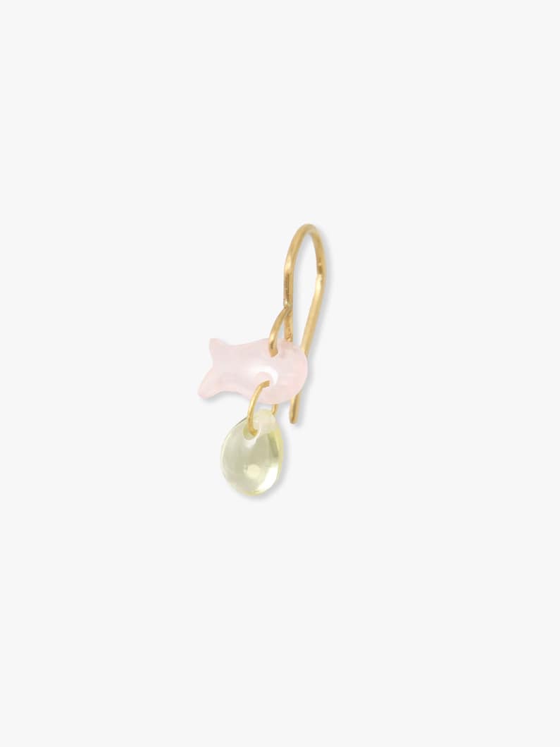 フィッシュ ドロップ ピアス（ローズクォーツ＆レモンクォーツ） 詳細画像 gold 1