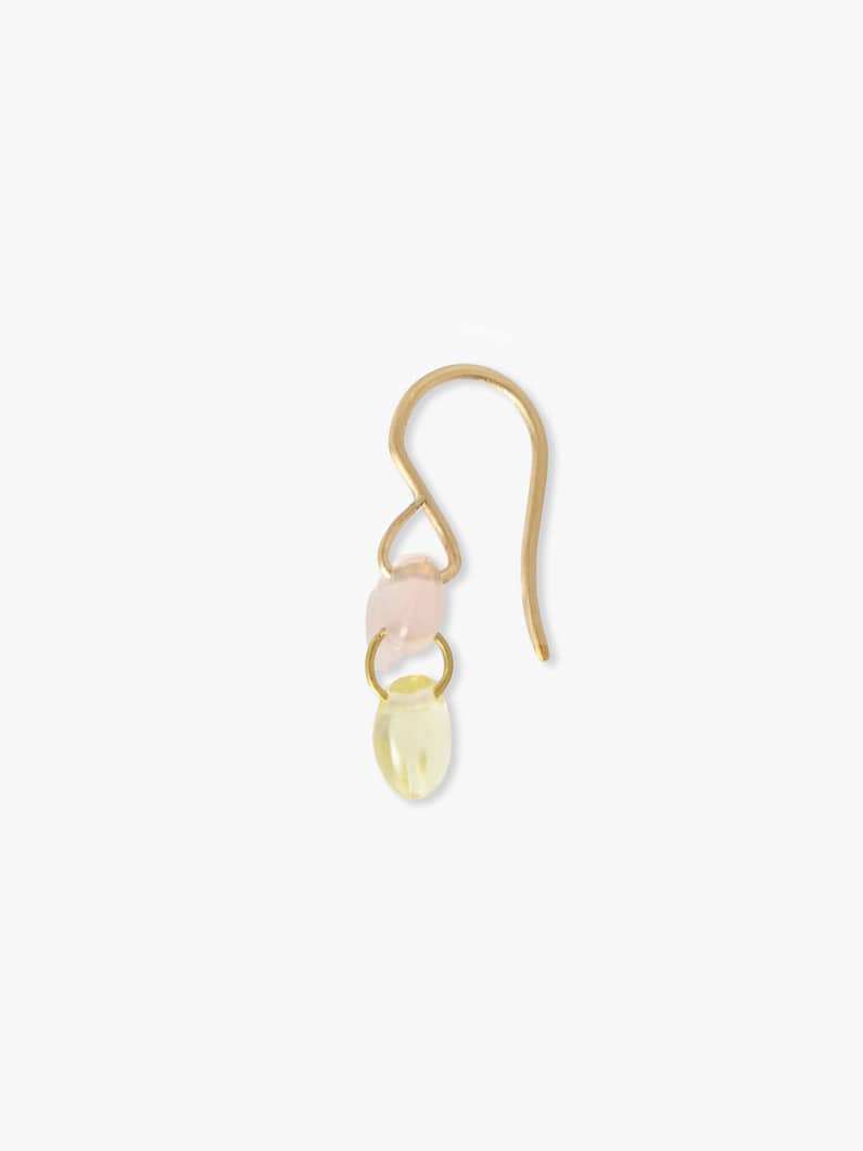 フィッシュ ドロップ ピアス（ローズクォーツ＆レモンクォーツ） 詳細画像 gold 2