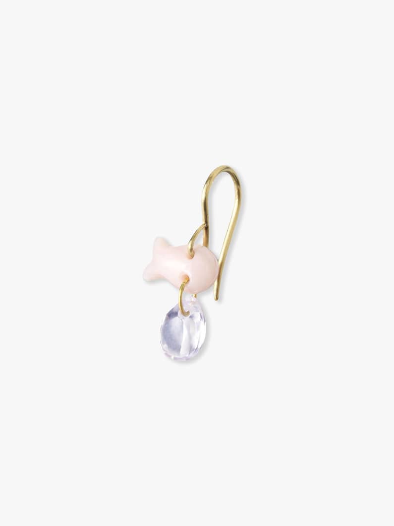 フィッシュ ドロップ ピアス（ピンクオパール＆ラベンダークォーツ） 詳細画像 gold 1