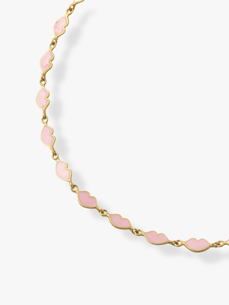 Pink Enamel Small Kisses Necklace 詳細画像 gold 2
