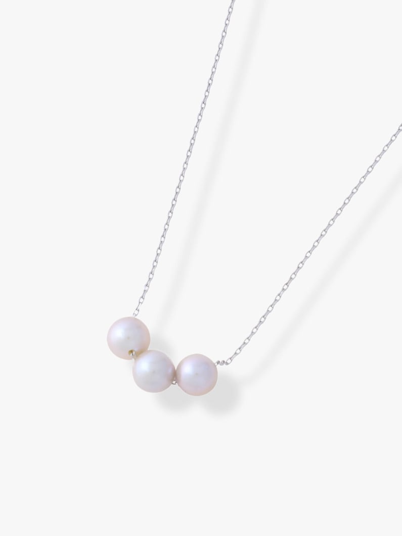 Adjustable Three Gray Akoya Pearl Slinder Necklace (white gold 