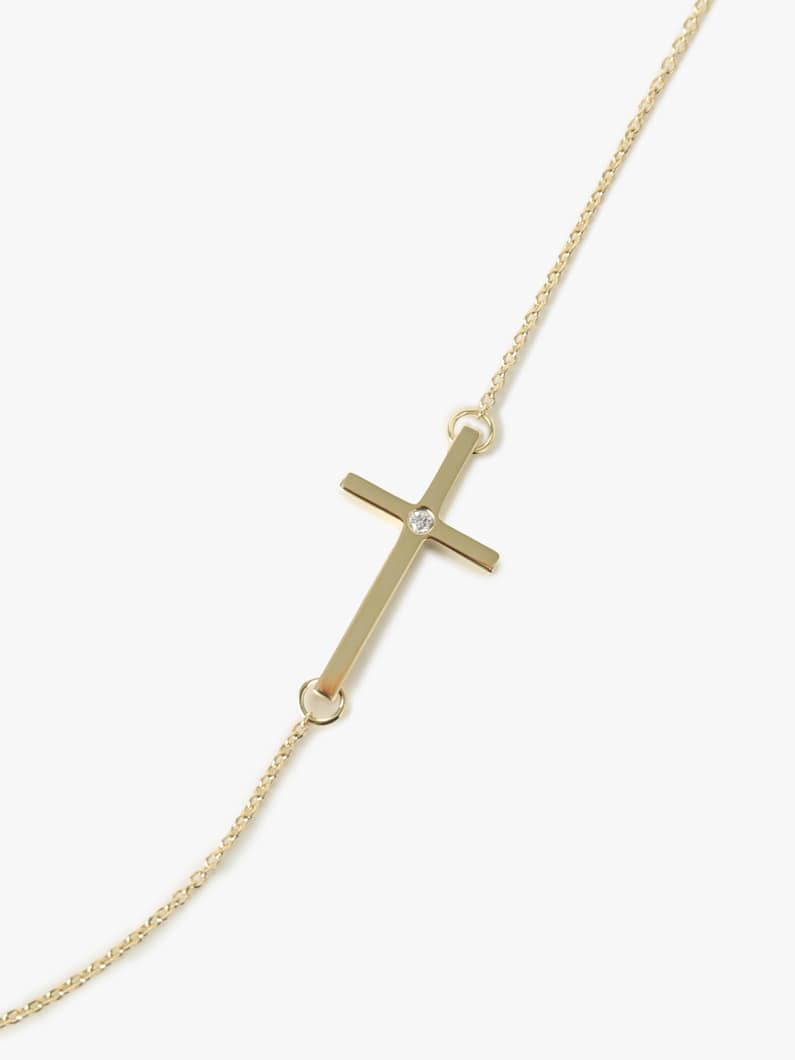 Side Cross Charm Diamond Necklace 詳細画像 yellow gold 1