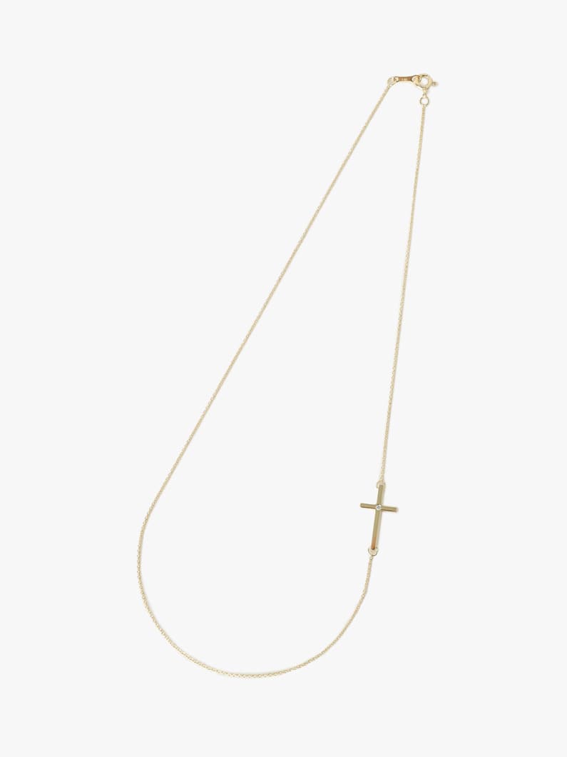 Side Cross Charm Diamond Necklace 詳細画像 yellow gold 1