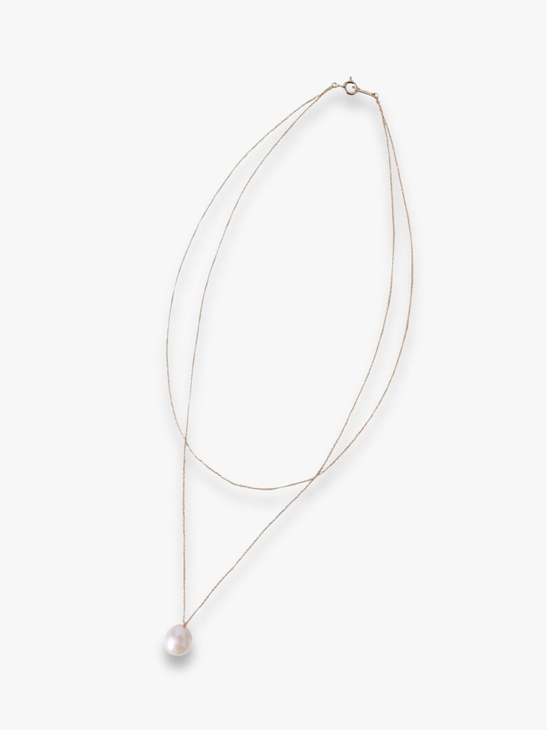 ダブル チェーン パールネックレス 詳細画像 yellow gold 4