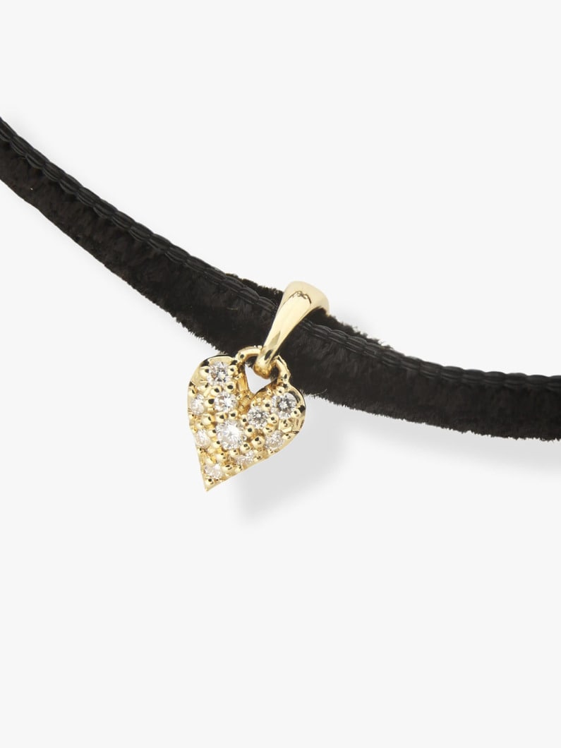 Heart Diamond Charm Velvet Necklace 詳細画像 yellow gold 5