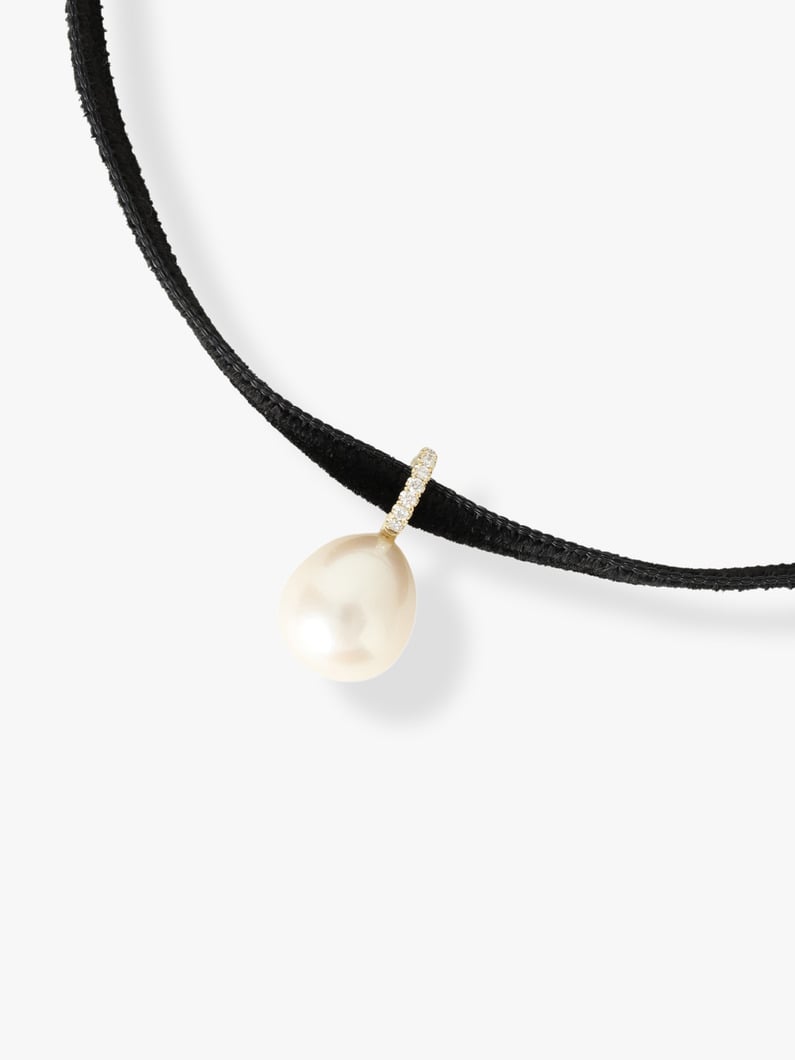 Pearl Diamond Charm Velvet Necklace 詳細画像 yellow gold 2