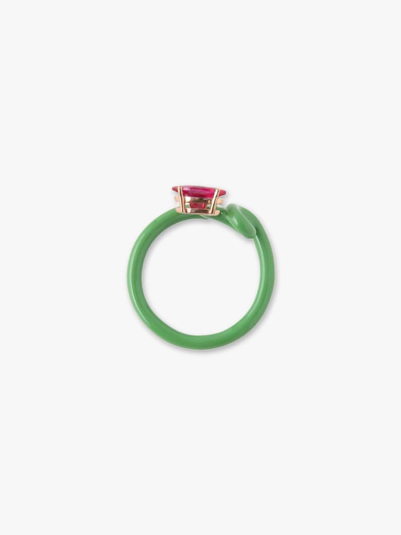 Baby Vine Tendril Ring (green enamel＆corundum) 詳細画像 green 3