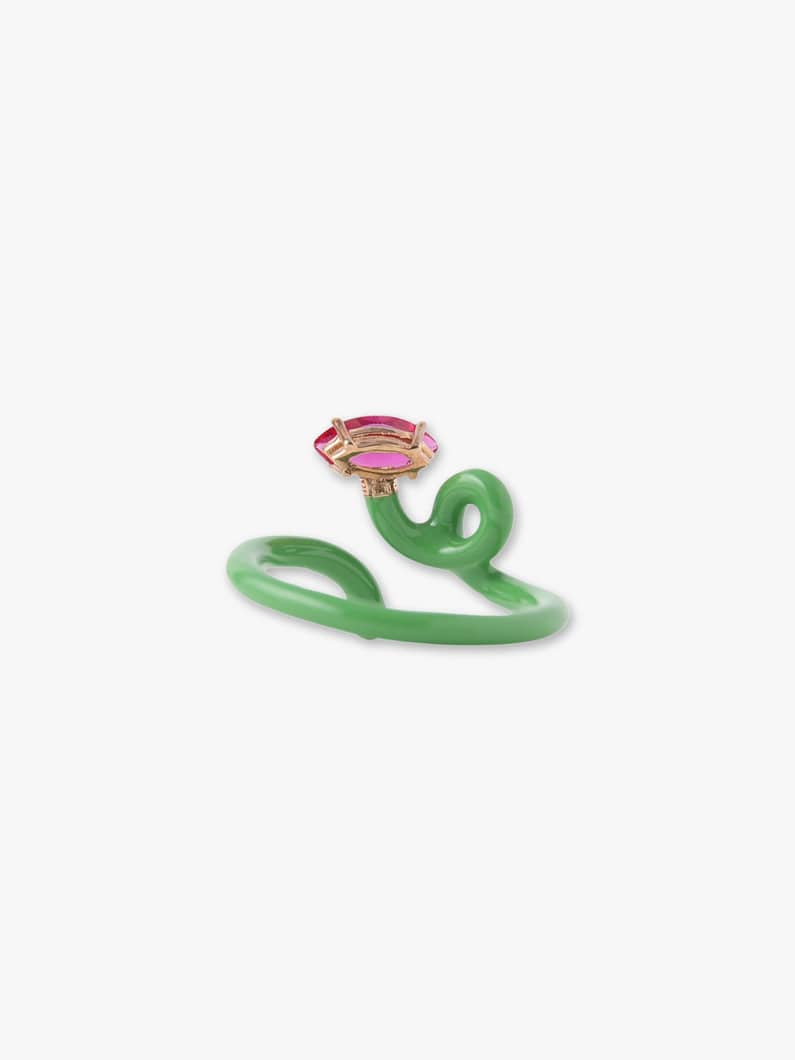 Baby Vine Tendril Ring (green enamel＆corundum) 詳細画像 green 4