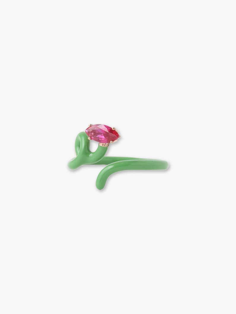 Baby Vine Tendril Ring (green enamel＆corundum) 詳細画像 green 1