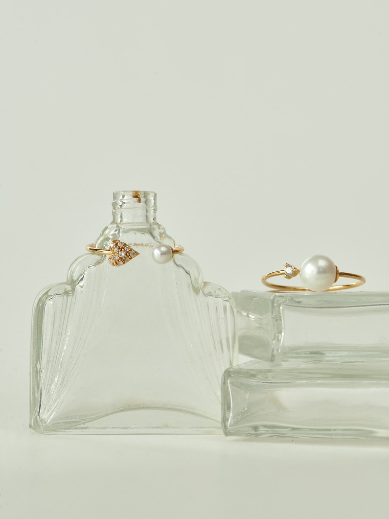 ハート ダイヤモンド＆パール オープンリング 詳細画像 yellow gold 6