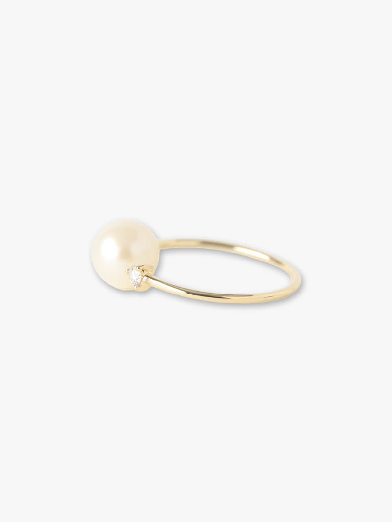 Diamond and Freshwater Pearl Open Ring 詳細画像 yellow gold 1