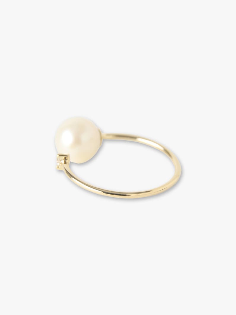 Diamond and Freshwater Pearl Open Ring 詳細画像 yellow gold 2