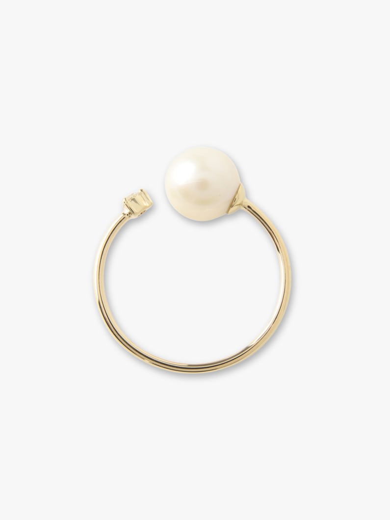 Diamond and Freshwater Pearl Open Ring 詳細画像 yellow gold 3