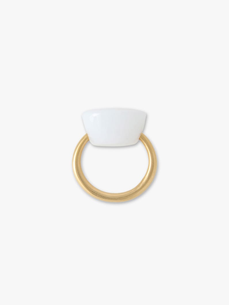 Cabochon Ring (white chalcedony) 詳細画像 gold 3